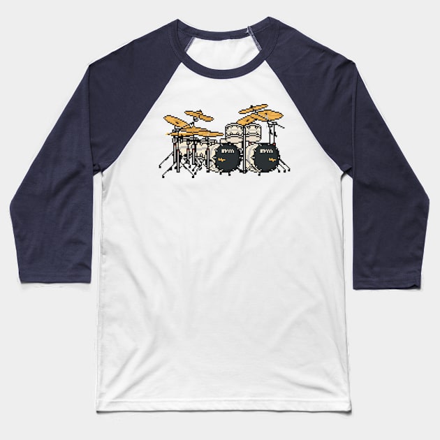 Pixel Silver Zombie Drums Baseball T-Shirt by gkillerb